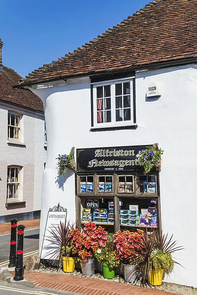 England, East Sussex, Alfriston, Traditional Newsagent Shop Window