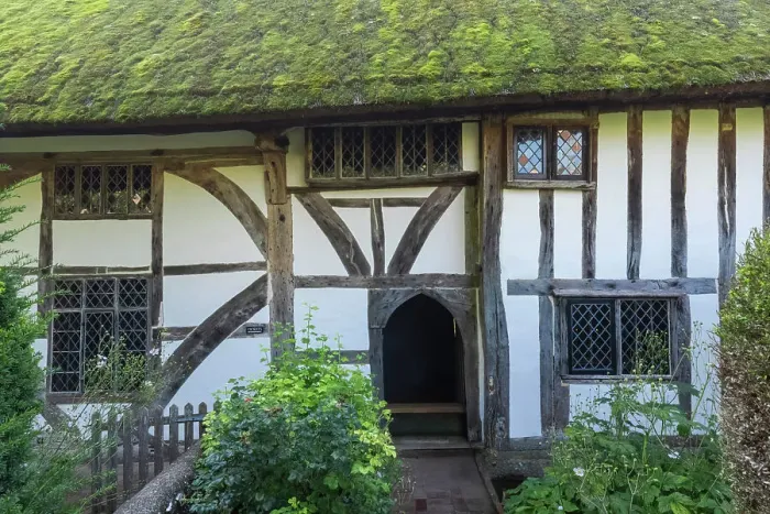 Framed Print : England, East Sussex, Alfriston, Alfriston Village, Alfriston Clergy House and Garden, Exterior View Framed Print : England, East Sussex, Alfriston, Alfriston Village, Alfriston Clergy House and Garden, Exterior View