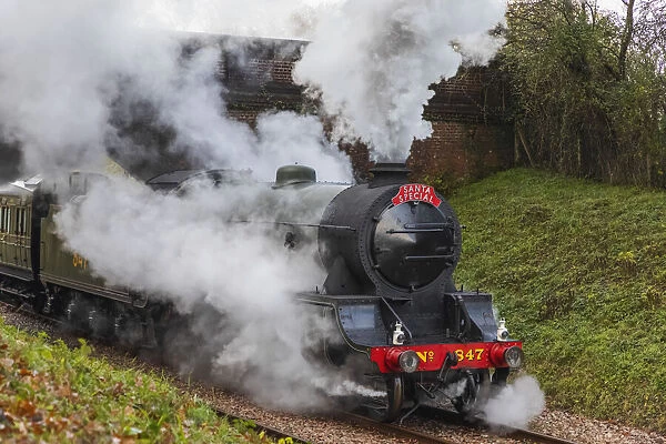 England, East Sussex, The Bluebell Railway, Santa Special Steam Train