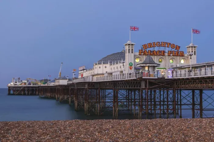 Framed Print : England, East Sussex, Brighton, Brighton Beach and Pier Framed Print : England, East Sussex, Brighton, Brighton Beach and Pier