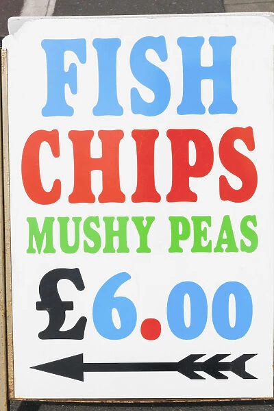 England, East Sussex, Brighton, Fish and Chip Sign