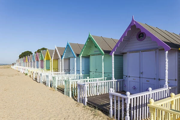 England, Essex, Mersea Island, Beach Huts