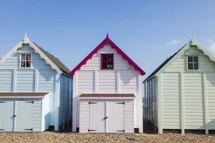 Framed Print : England, Essex, Mersea Island, Beach Huts Framed Print : England, Essex, Mersea Island, Beach Huts