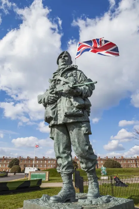 Framed Print : England, Hampshire, Portsmouth, Royal Marines Museum, Statue of Royal Marine in Combat Framed Print : England, Hampshire, Portsmouth, Royal Marines Museum, Statue of Royal Marine in Combat