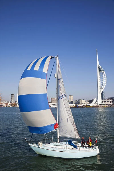 England, Hampshire, Portsmouth, Spinnaker Tower and Yacht