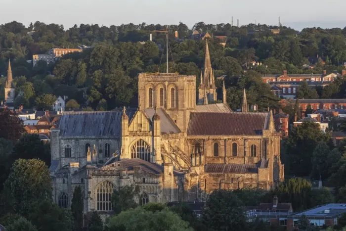 Framed Print : England, Hampshire, Winchester, City Skyline and Cathedral Framed Print : England, Hampshire, Winchester, City Skyline and Cathedral
