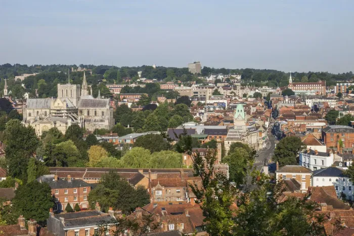 Framed Print : England, Hampshire, Winchester, City Skyline Framed Print : England, Hampshire, Winchester, City Skyline