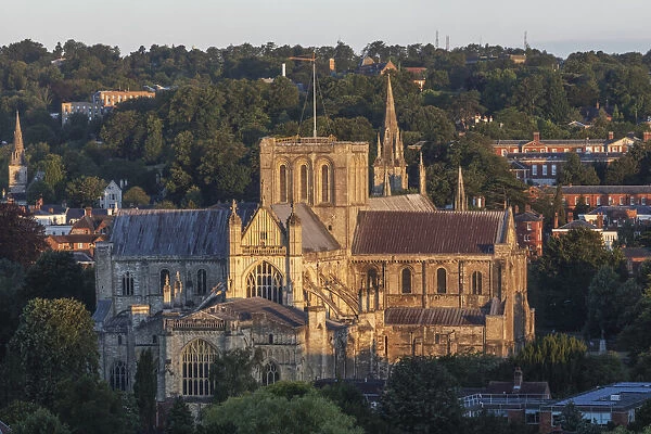 England, Hampshire, Winchester, City Skyline and Cathedral