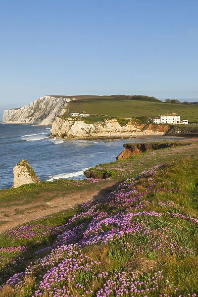 England, Isle of Wight, Tennyson Down, Cliff Top View Looking Towards Freshwater Bay