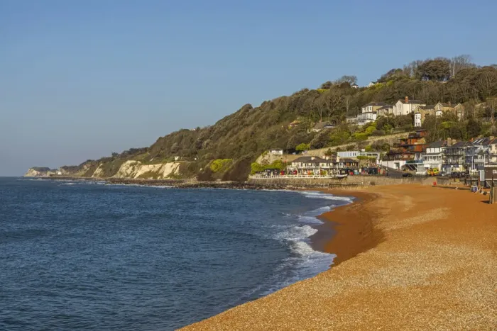 Framed Print : England, Isle of Wight, Ventnor, Beach and Town View Framed Print : England, Isle of Wight, Ventnor, Beach and Town View