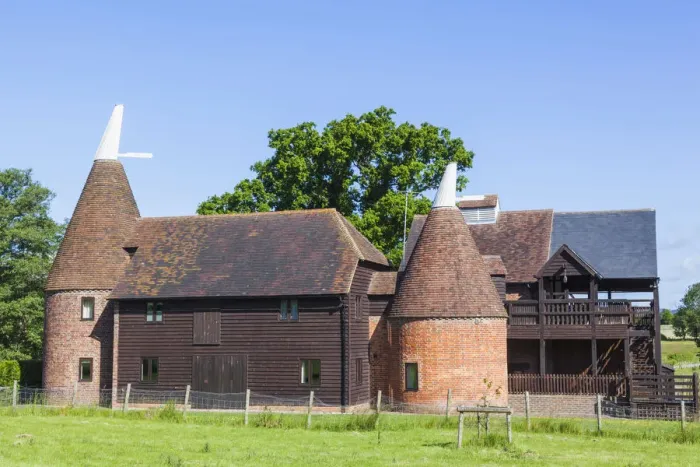 Framed Print : England, Kent, Converted Oast Houses near Tunbridge Wells Framed Print : England, Kent, Converted Oast Houses near Tunbridge Wells