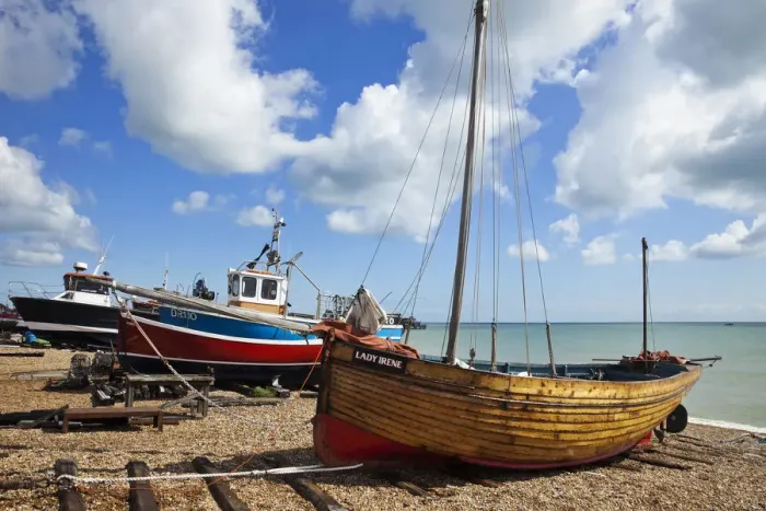 Framed Print : England, Kent, Deal, Deal Beach, Fishing Boats