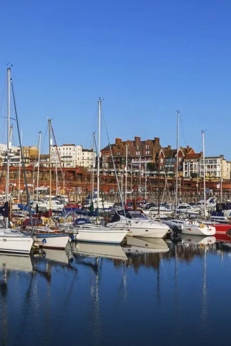 Framed Print : England, Kent, Ramsgate, Yachts at Anchor in Ramsgate Marina Framed Print : England, Kent, Ramsgate, Yachts at Anchor in Ramsgate Marina