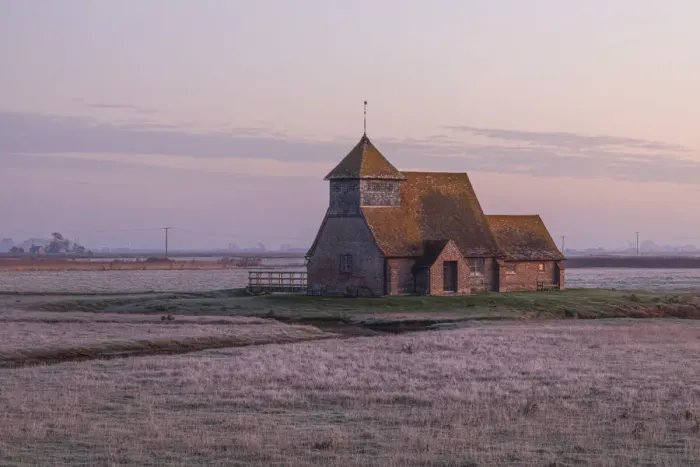 Framed Print : England, Kent, Romney Marsh, Fairfield, St. Thomas Becket Church in Winter Framed Print : England, Kent, Romney Marsh, Fairfield, St. Thomas Becket Church in Winter