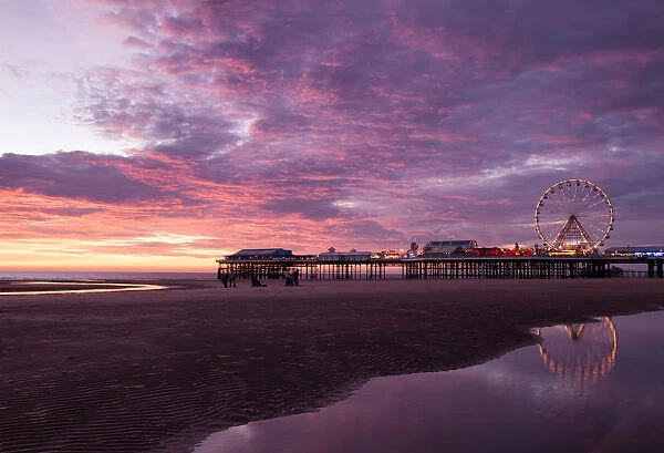 England, Lancashire, Blackpool, Central Pier Sunset