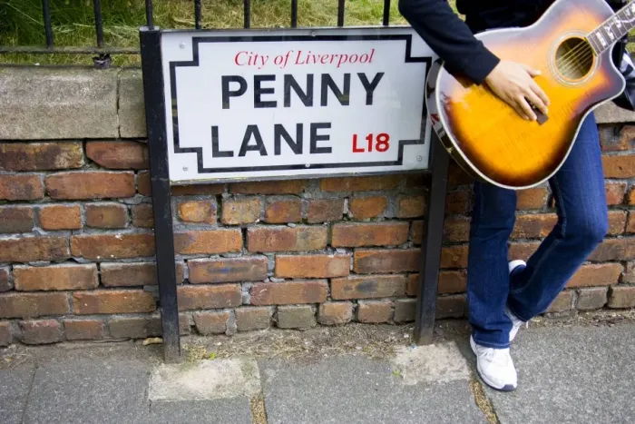 Framed Print : England, Liverpool, Penny Lane, immortalized by Paul McCartney Framed Print : England, Liverpool, Penny Lane, immortalized by Paul McCartney