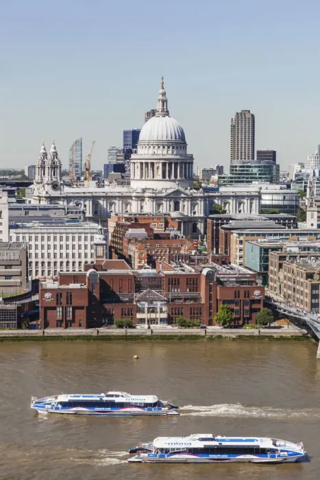 Framed Print : England, London, Aerial View of St Pauls Cathedral and River Thames Framed Print : England, London, Aerial View of St Pauls Cathedral and River Thames