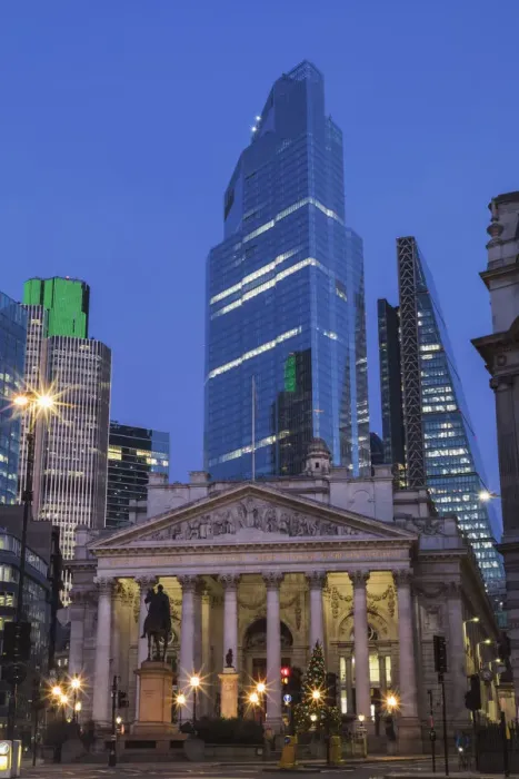 Framed Print : England, London, The City of London, Night View showing The Royal Exchange Framed Print : England, London, The City of London, Night View showing The Royal Exchange