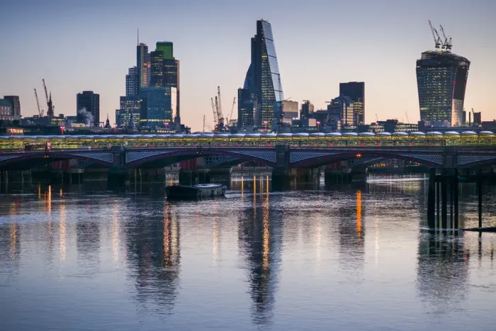 Framed Print : England, London, The City, skyline from Blackfriars Bridge Framed Print : England, London, The City, skyline from Blackfriars Bridge