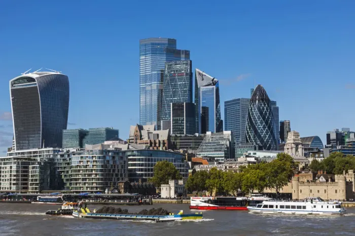 Framed Print : England, London, City Skyline View and River Thames Framed Print : England, London, City Skyline View and River Thames