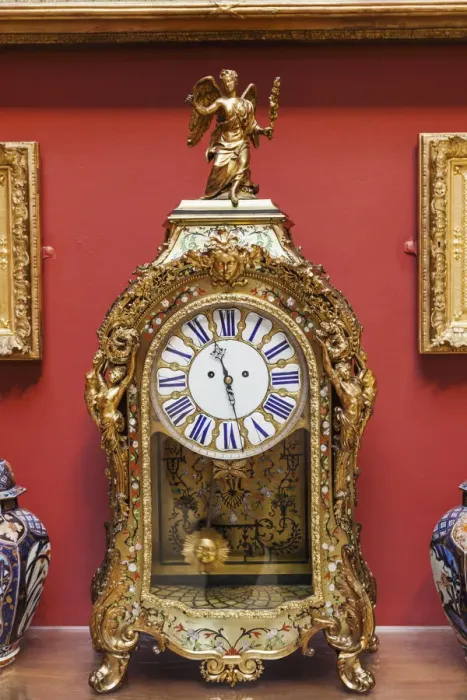 Framed Print : England, London, Dulwich, Dulwich Picture Gallery, French Mantel Clock c. 1725