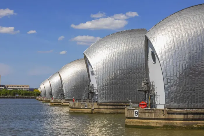 Framed Print : England, London, Greenwich, The Thames Barrier and River Thames Framed Print : England, London, Greenwich, The Thames Barrier and River Thames