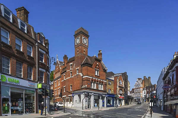 England, London, Hampstead, Village Centre and The Clock Tower