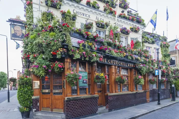 Framed Print : England, London, Kensington, The Churchill Arms Pub Framed Print : England, London, Kensington, The Churchill Arms Pub