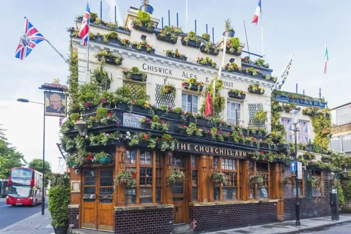 Framed Print : England, London, Kensington, The Churchill Arms Pub Framed Print : England, London, Kensington, The Churchill Arms Pub