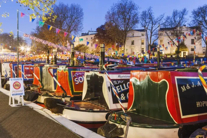 Framed Print : England, London, Little Venice, Canal Boats at Annual Canalway Cavalcade Framed Print : England, London, Little Venice, Canal Boats at Annual Canalway Cavalcade