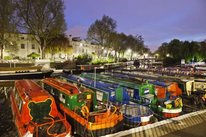 Framed Print : England, London, Little Venice, Canal Boats Framed Print : England, London, Little Venice, Canal Boats