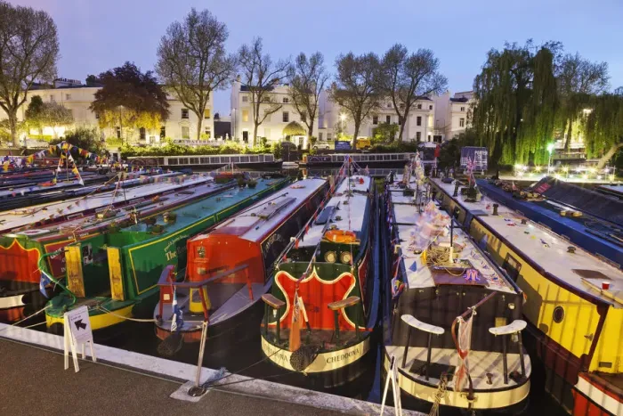 Framed Print : England, London, Little Venice, Canal Boats Framed Print : England, London, Little Venice, Canal Boats