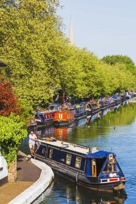 Framed Print : England, London, Little Venice, Canal Boats Framed Print : England, London, Little Venice, Canal Boats