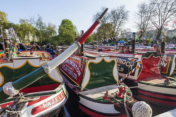 England, London, Maida Vale, Little Venice, Annual Canal Boat Cavalcade, Canal Boats