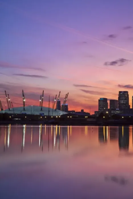 Framed Print : England, London, Newham, O2 Arena and Canary Wharf buildings reflecting in Royal Victoria Docks Framed Print : England, London, Newham, O2 Arena and Canary Wharf buildings reflecting in Royal Victoria Docks
