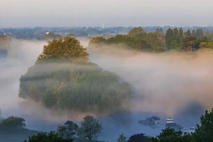 Framed Print : England, London, Richmond, View of The Thames with Mist from Richmond Hill Framed Print : England, London, Richmond, View of The Thames with Mist from Richmond Hill