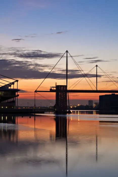 Framed Print : England, London, Royal Victoria Docks, Royal Victoria Dock Bridge and Excel Exhibition