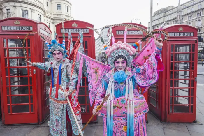 Framed Print : England, London, Soho, Chinatown, Chinese New Year Festival Parade, Couple Dressed Framed Print : England, London, Soho, Chinatown, Chinese New Year Festival Parade, Couple Dressed