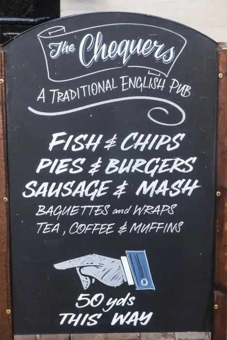 Framed Print : England, London, Soho, Pub Food Menu