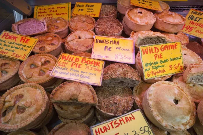 Framed Print : England, London, Southwark, Borough Market, Food Stall, Traditional Meat Pies