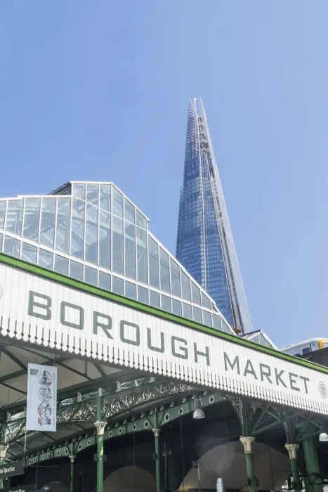 Framed Print : England, London, Southwark, The Shard and Borough Market Sign