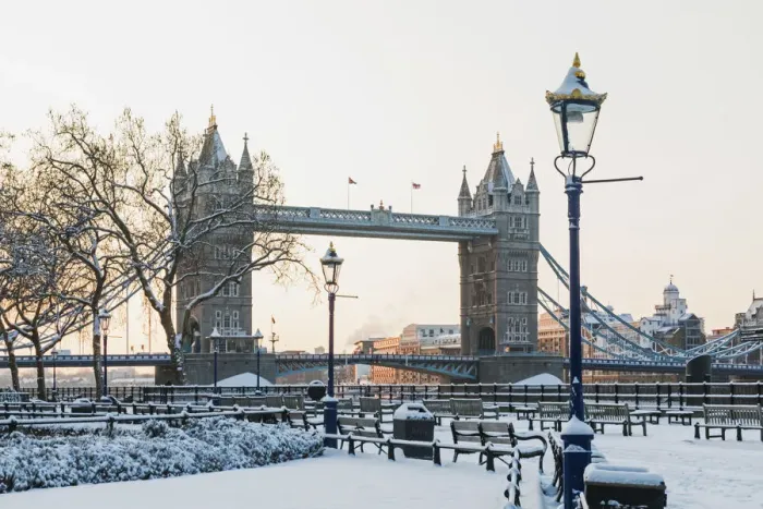 Framed Print : England, London, Southwark, Tower Bridge in the Snow