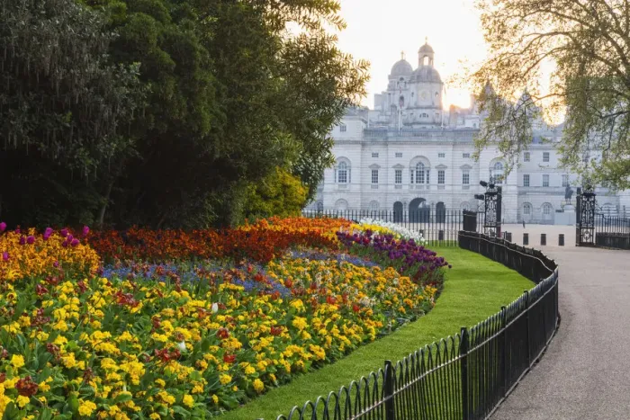 Framed Print : England, London, St. James Park, Dawn over Flower Beds and Horse Guards Parade Framed Print : England, London, St. James Park, Dawn over Flower Beds and Horse Guards Parade