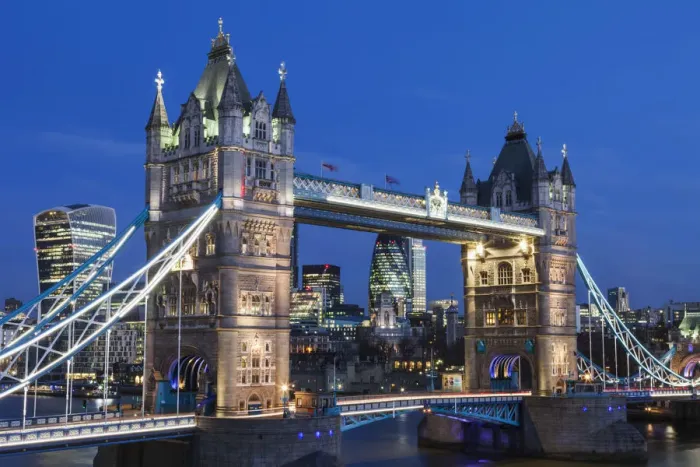 Framed Print : England, London, Tower Bridge and City Skyline Framed Print : England, London, Tower Bridge and City Skyline