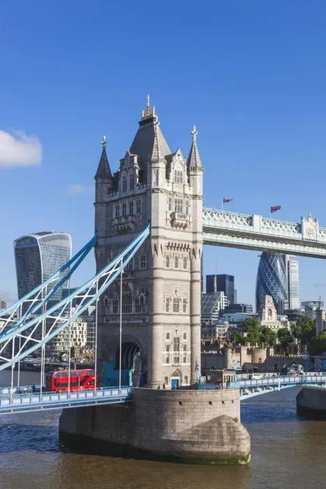 Framed Print : England, London, Tower Bridge and City Skyline Framed Print : England, London, Tower Bridge and City Skyline