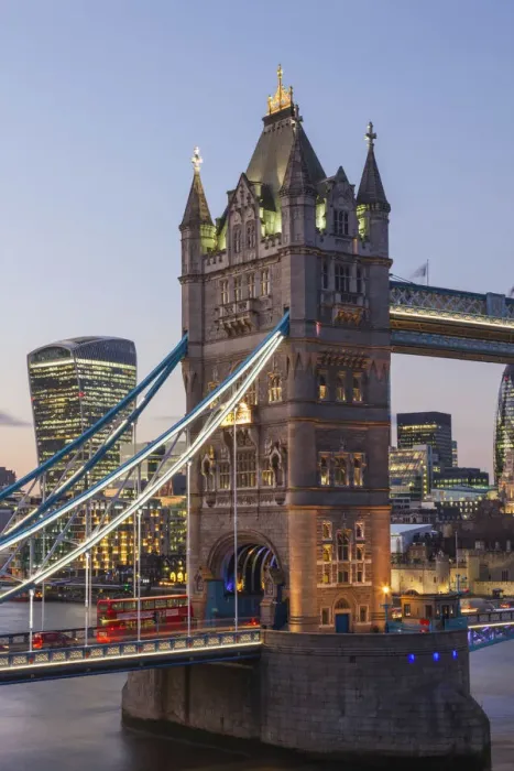 Framed Print : England, London, Tower Bridge and City Skyline Framed Print : England, London, Tower Bridge and City Skyline