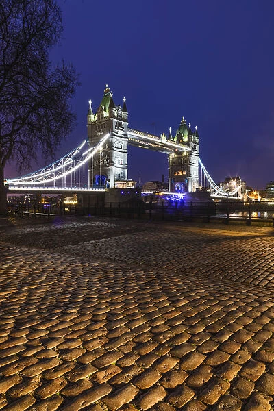 England, London, Tower Bridge at Night