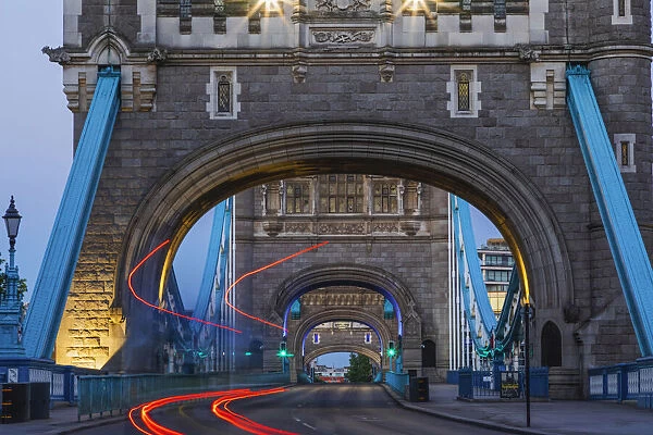 England, London, Tower Bridge with Empty Road in the Daytime