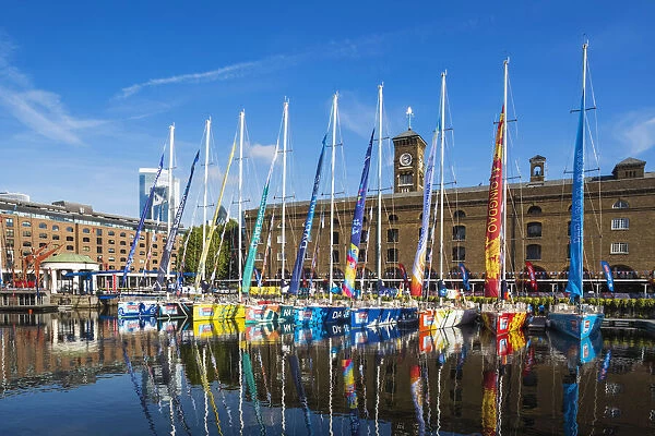 England, London, Wapping, St. Katharine Docks Marina, Colourful Clippers Awaiting The