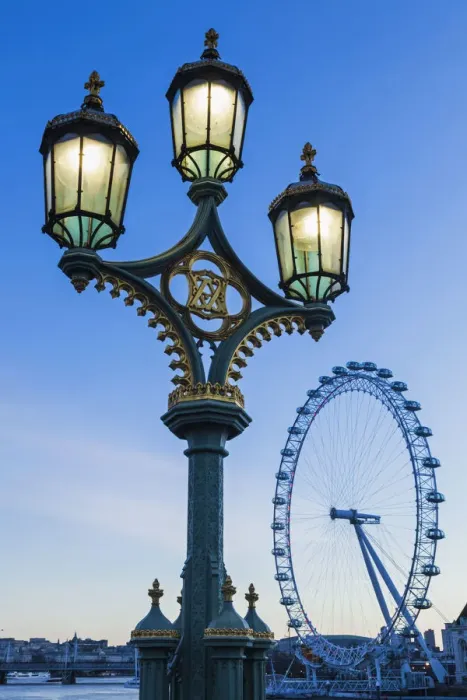 Framed Print : England, London, Westminster, London Eye at Dawn